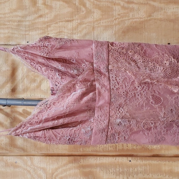 Pink Lace Majorelle Overlay Illusion Faux Wrap High Low Maxi Dress Size… - Picture 5 of 11